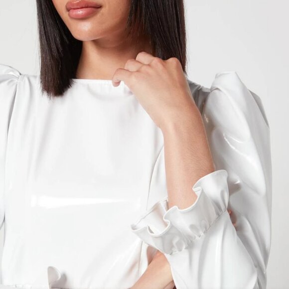 Batsheva Puff-Sleeve Prairie Minidress white PVC size 6 - Picture 8 of 8